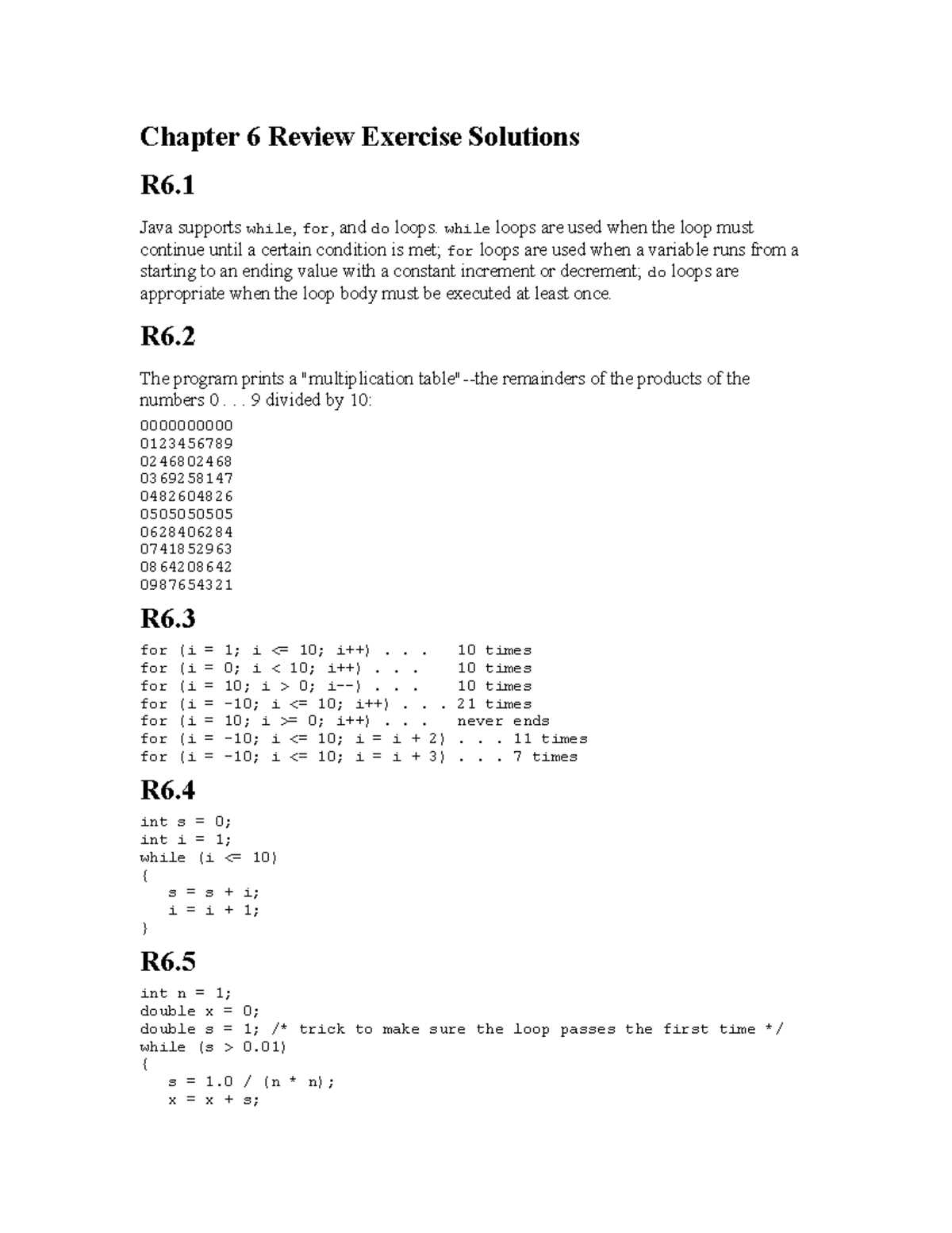 java chapter 6 exercise answers