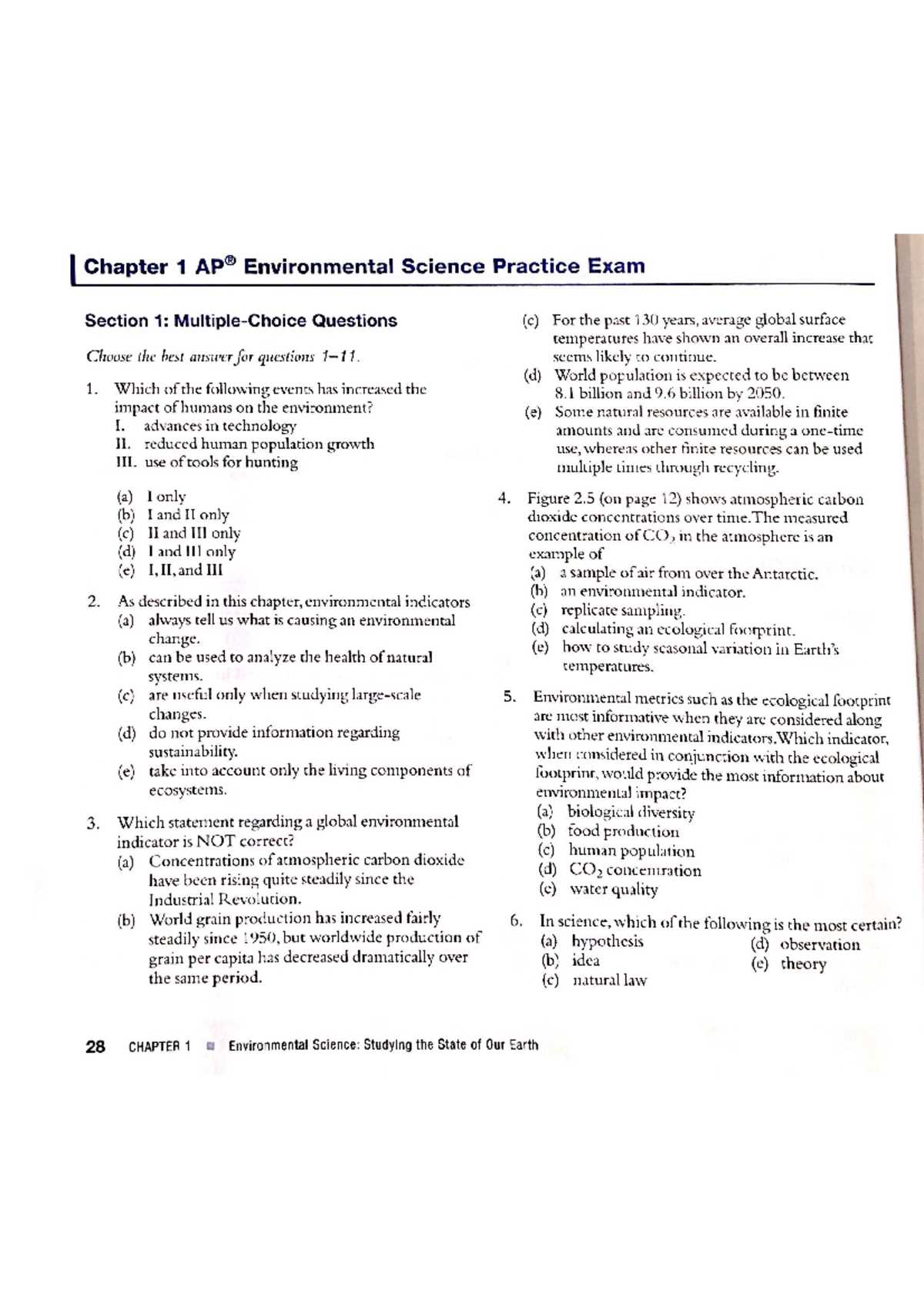 chapter 14 ap environmental science practice exam answers