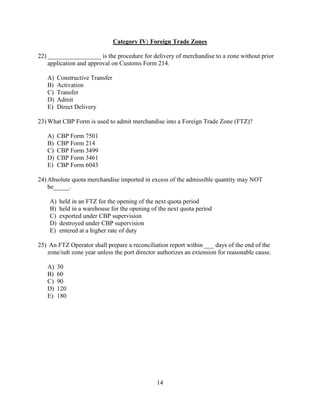 customs broker exam answers