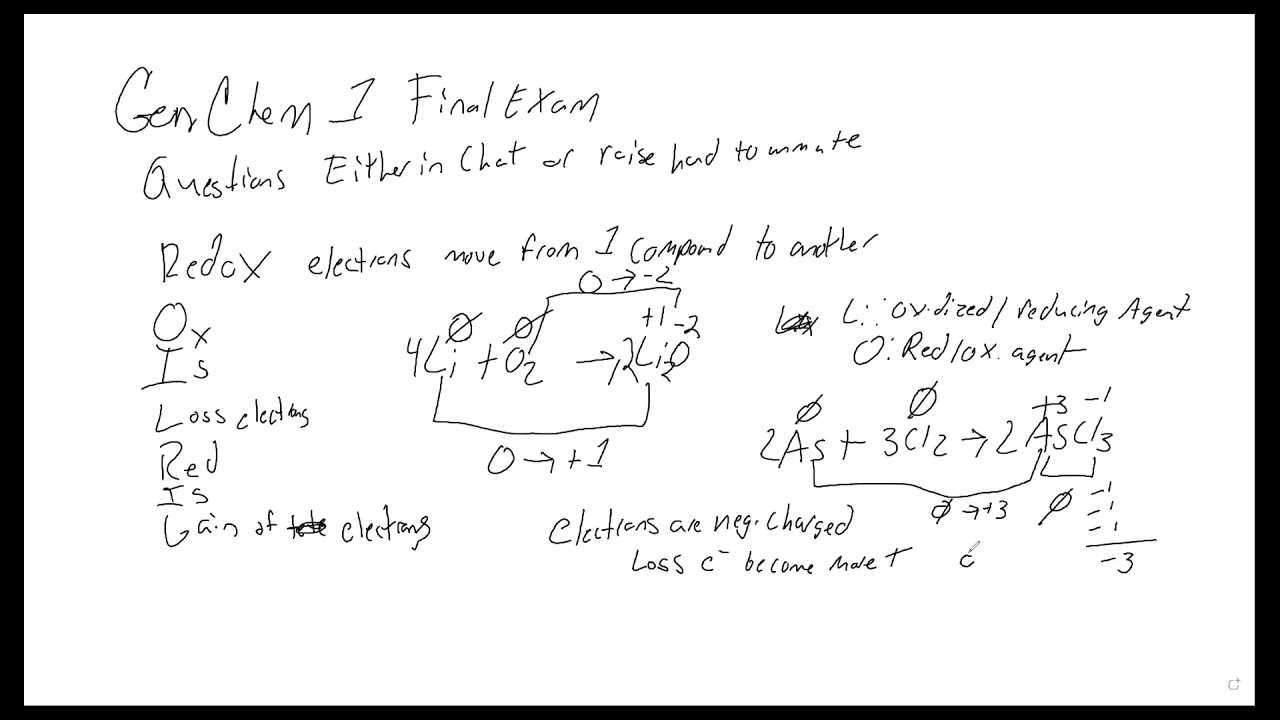 general chemistry final exam with answers