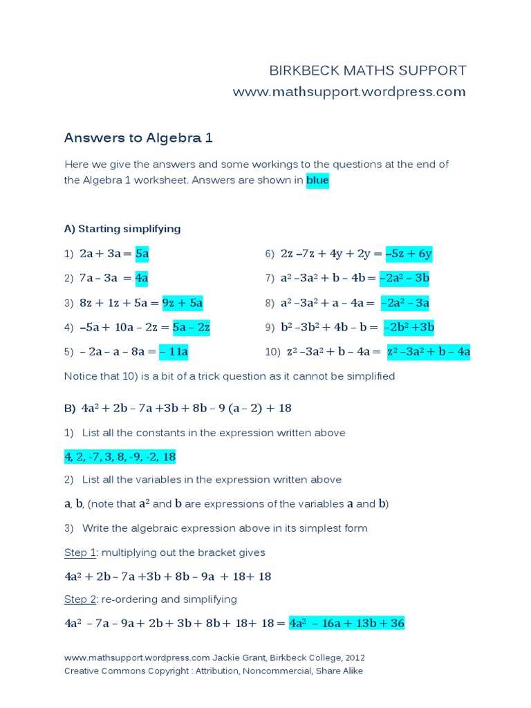 algebra 1 module 1 answers