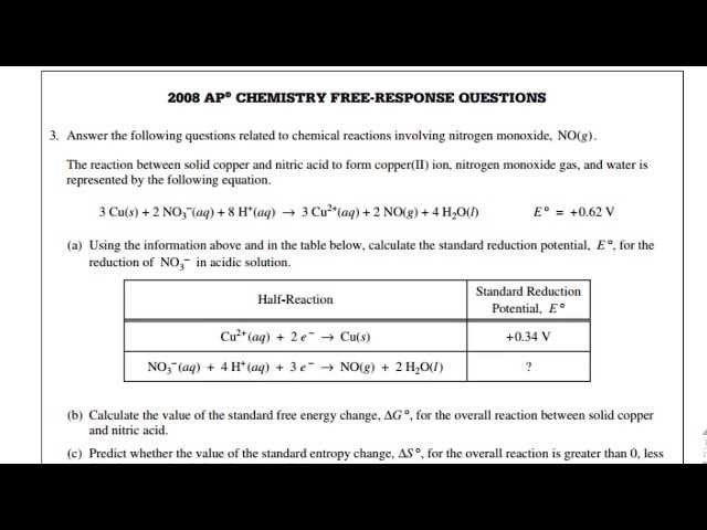 2008 ap chemistry exam answers