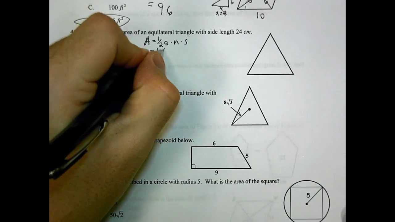 geometry semester 2 practice exam answer key