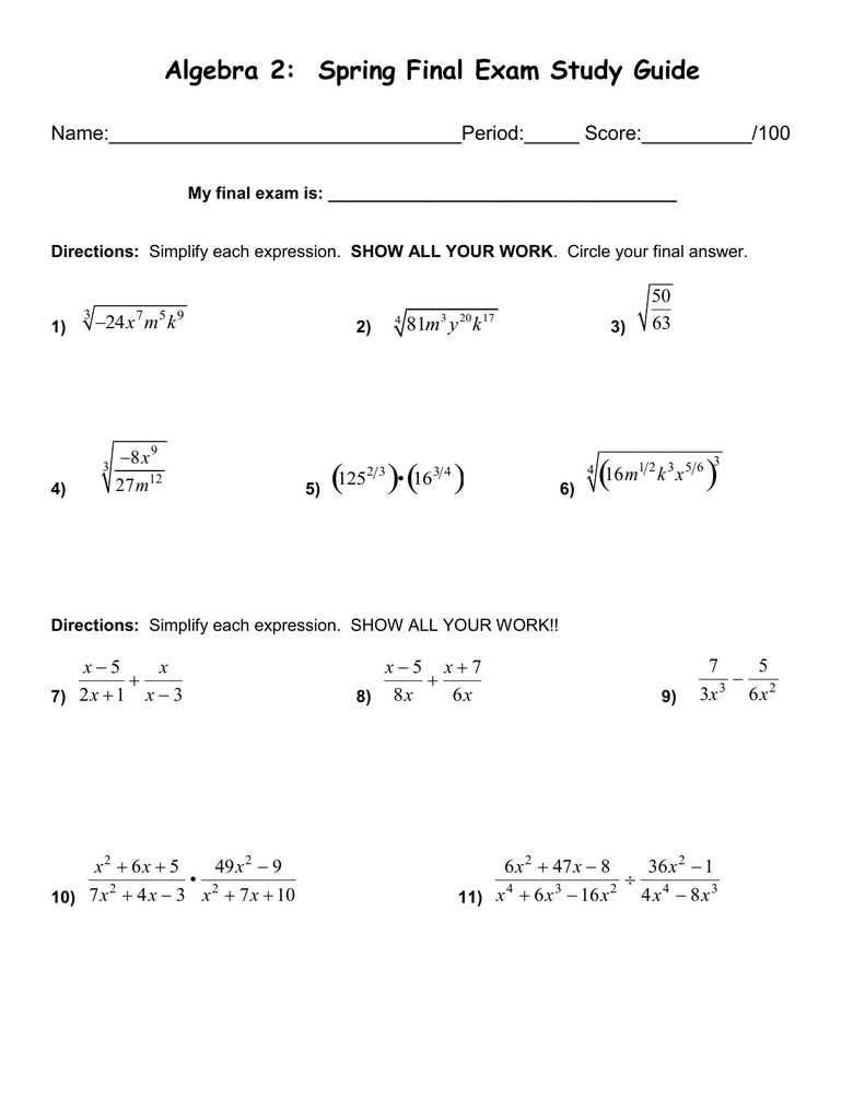 algebra 1 semester 2 final exam answers