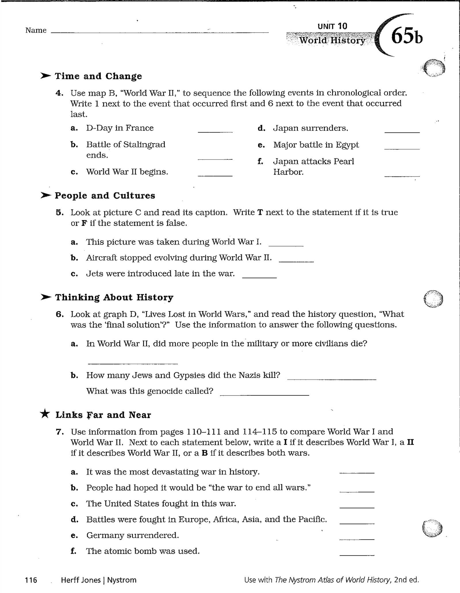 world war 2 exam answers