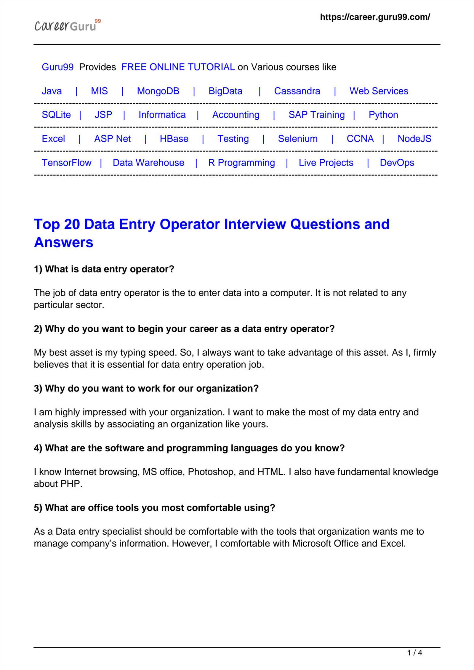 freelancer data entry exam answers