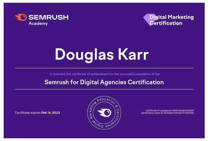 semrush certification exam answers