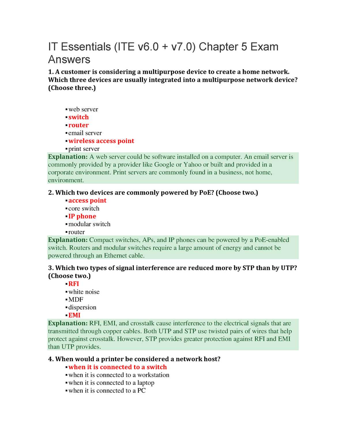 chapter 5 exam answers cisco