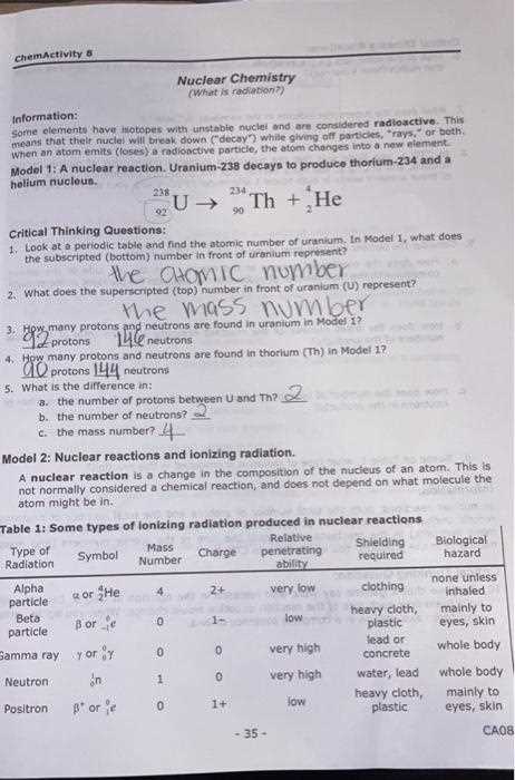 nuclear chemistry study guide answers