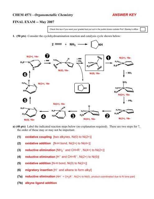 chemistry final exam answer key