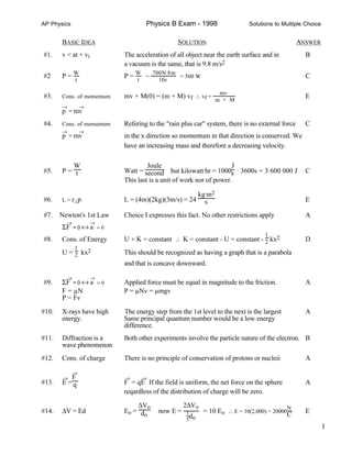 ap physics exam answers