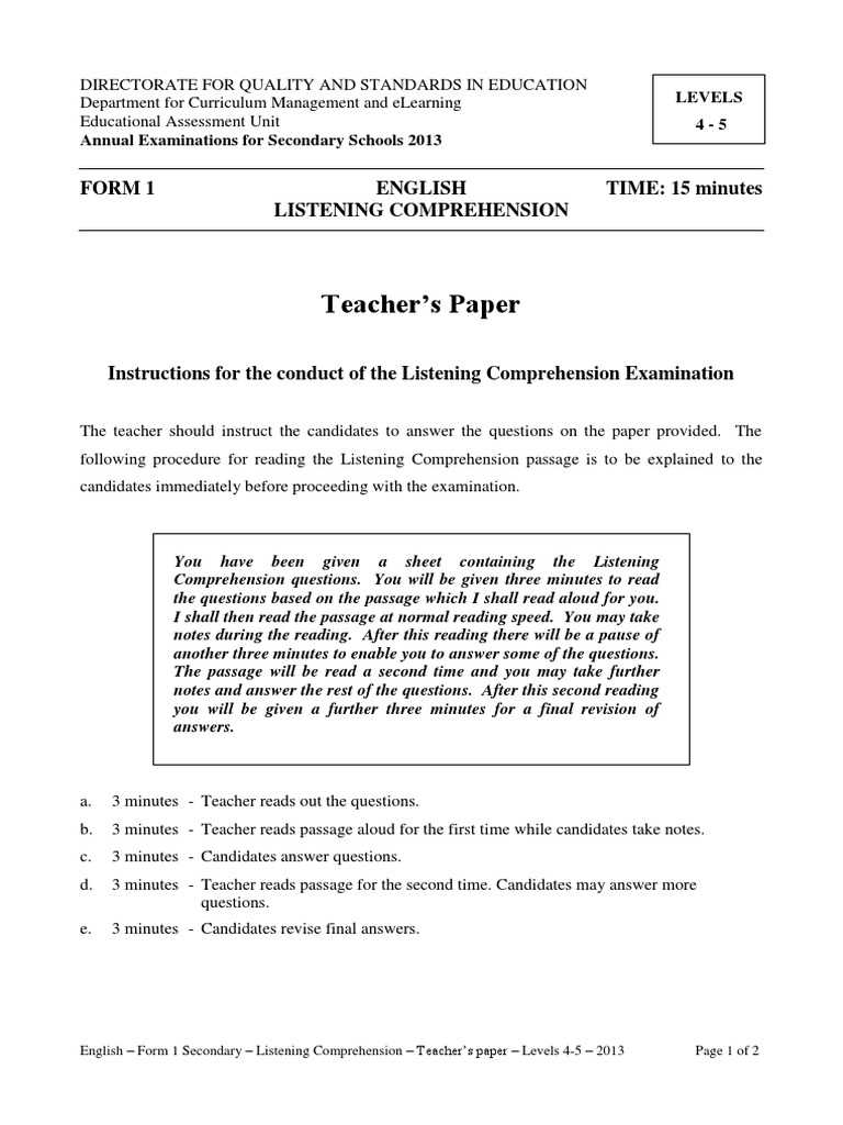 form 1 english exam paper with answer hk