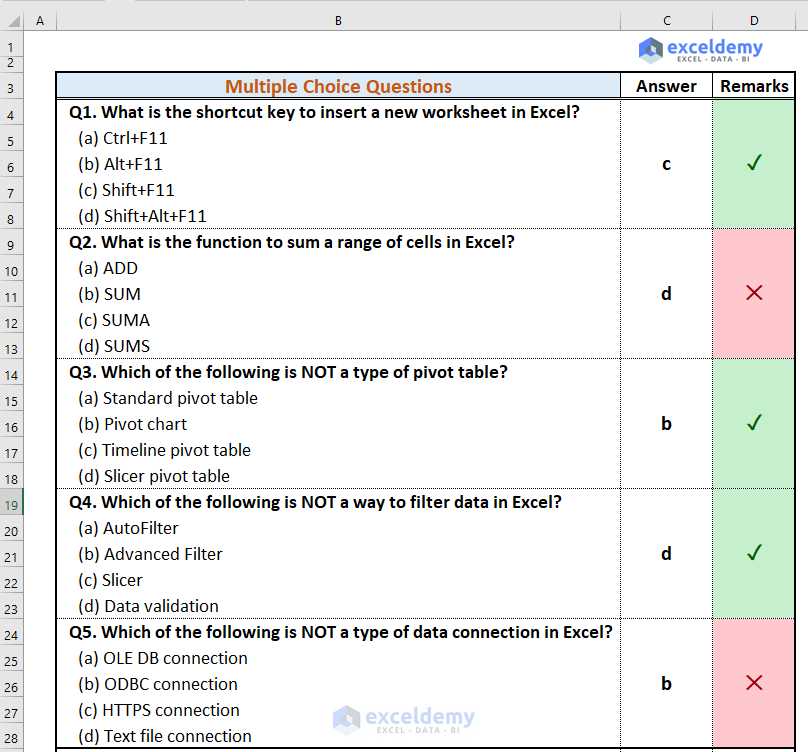 2025 excel exam answers