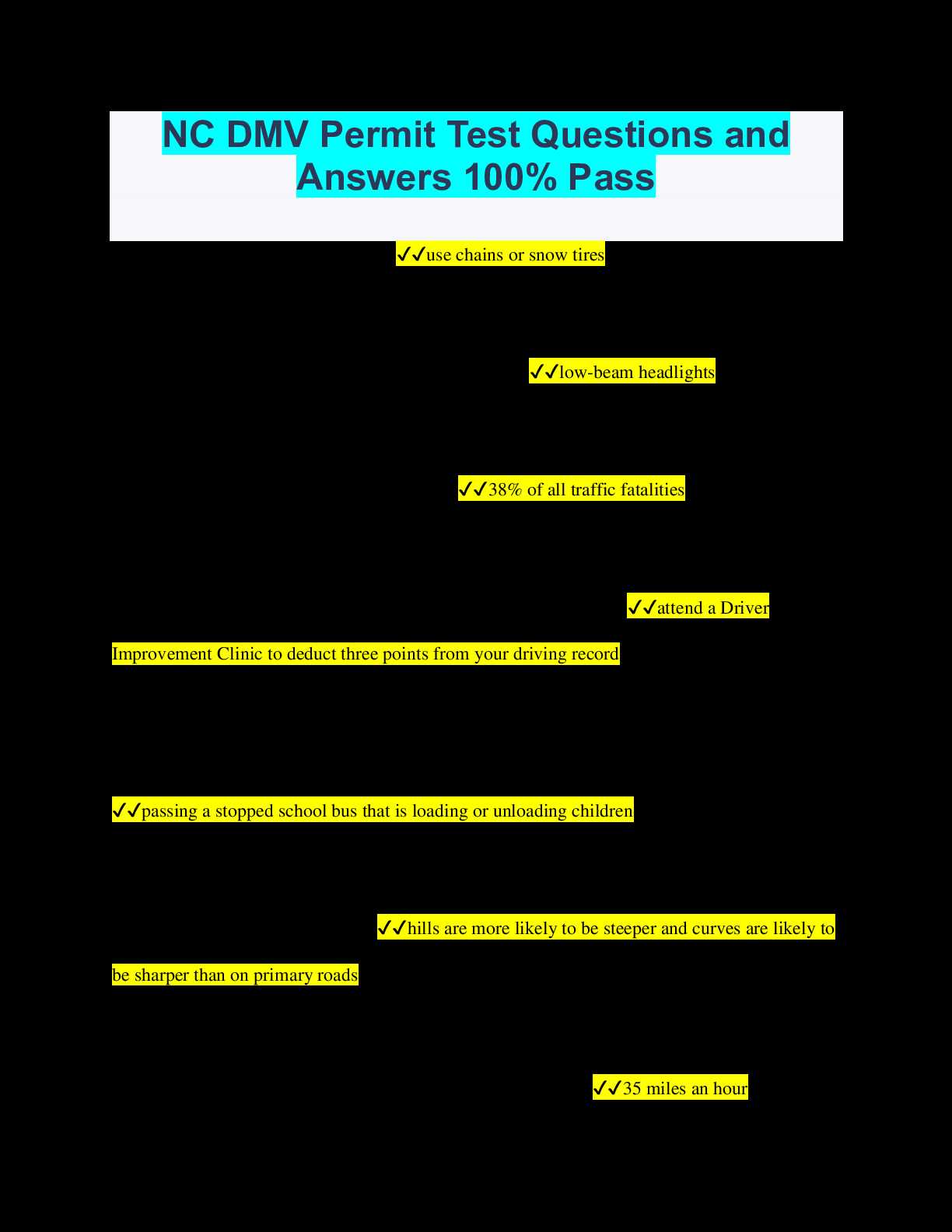 nc dmv test questions and answers