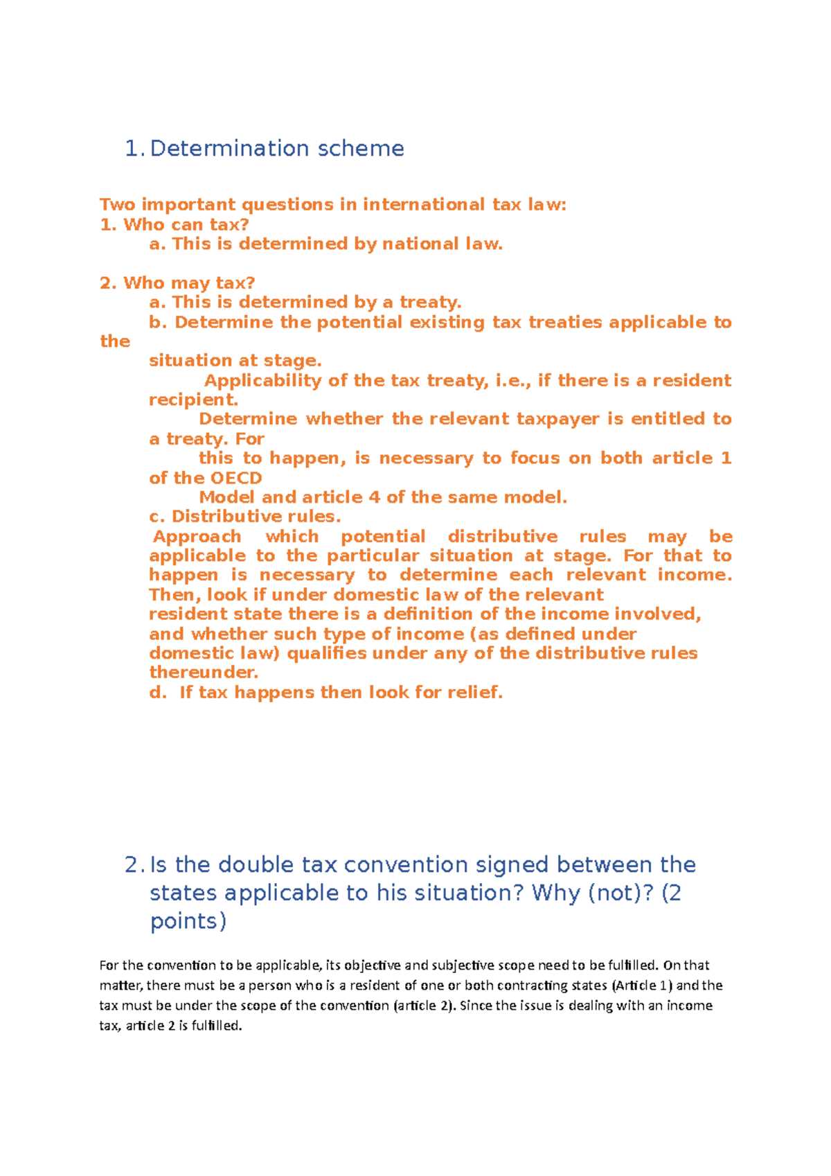 tax law exam questions and answers