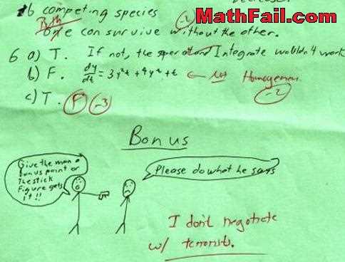 funny answers to maths exam questions