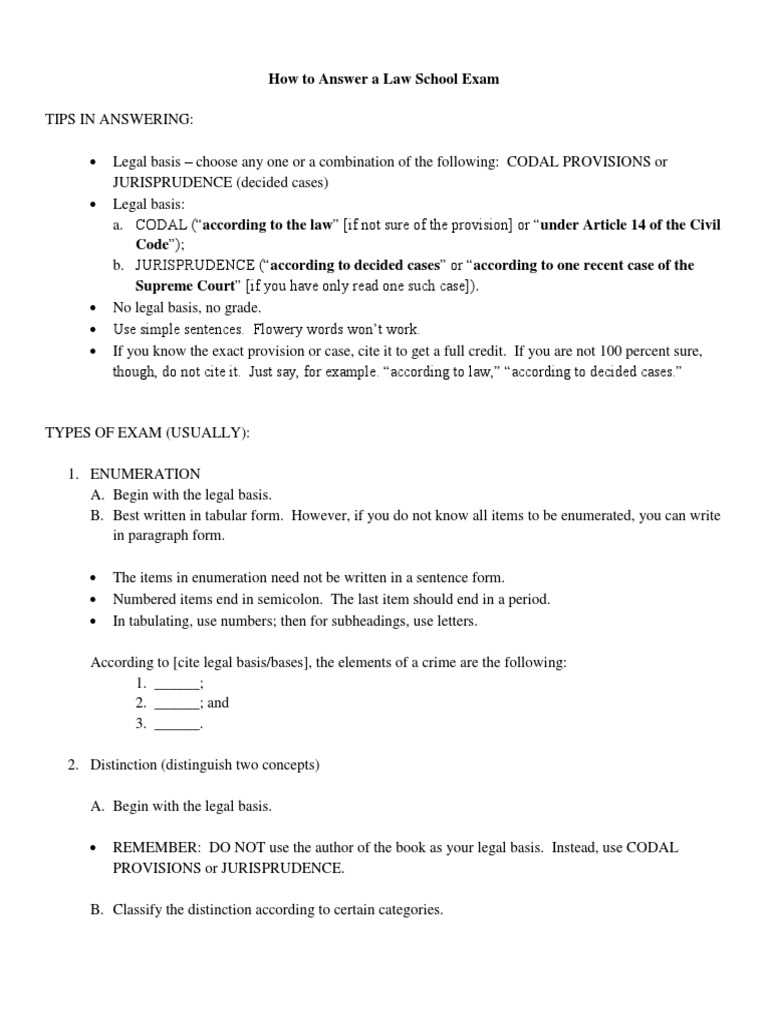 how to answer law exam questions