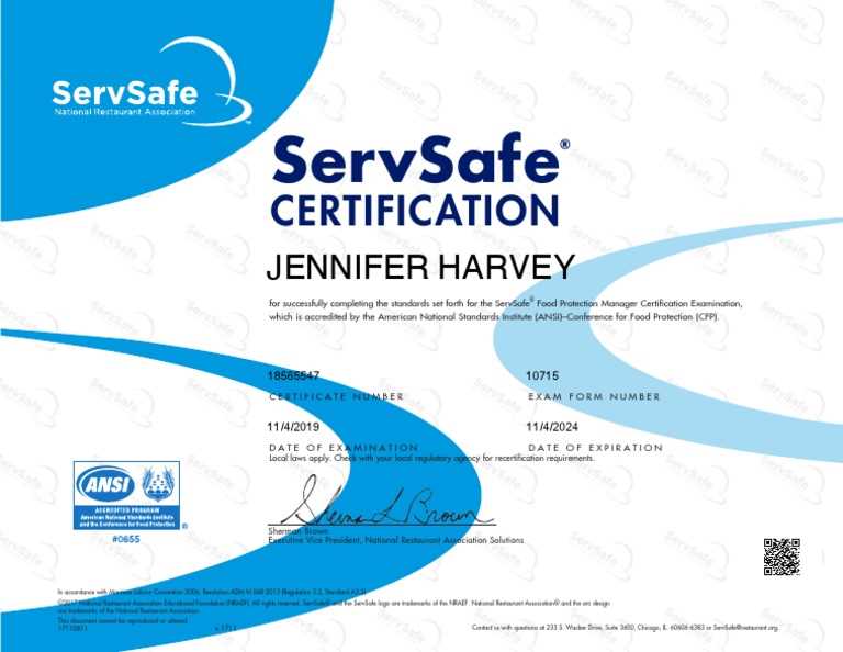 servsafe food protection manager certification exam answers