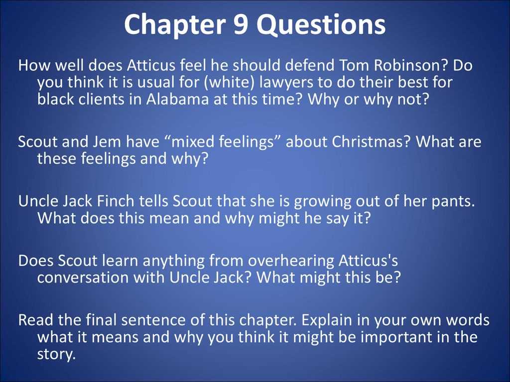 to kill a mockingbird chapter 9 questions and answers