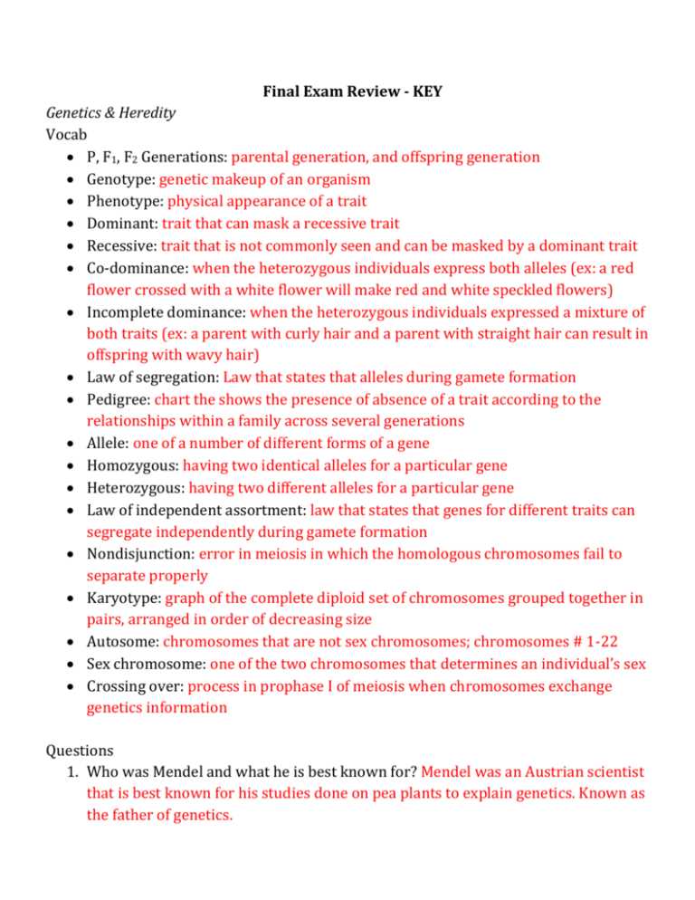 college biology final exam practice