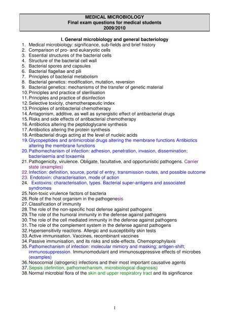 microbiology final exam