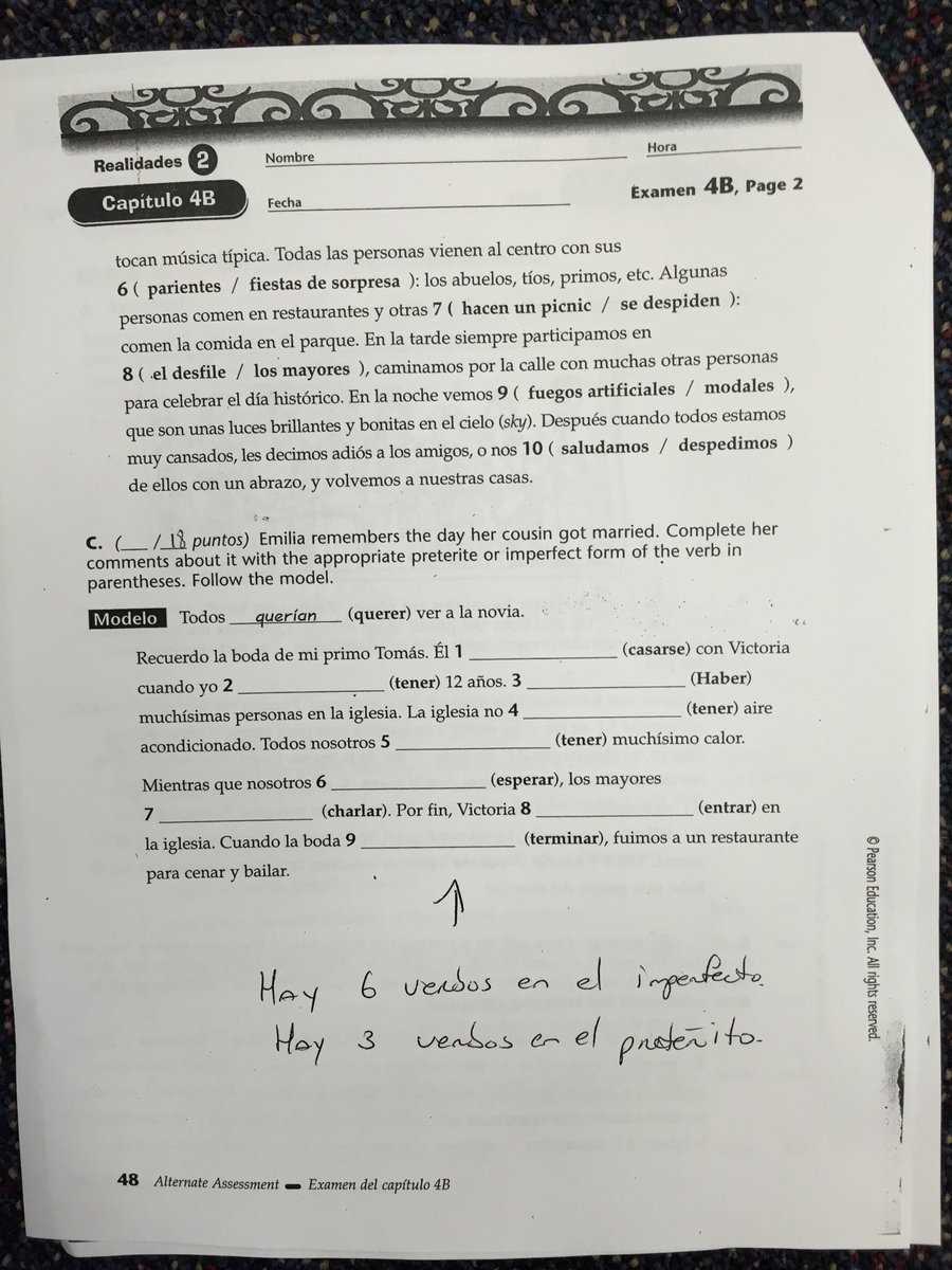 alternate assessment examen del capitulo 1a answer key