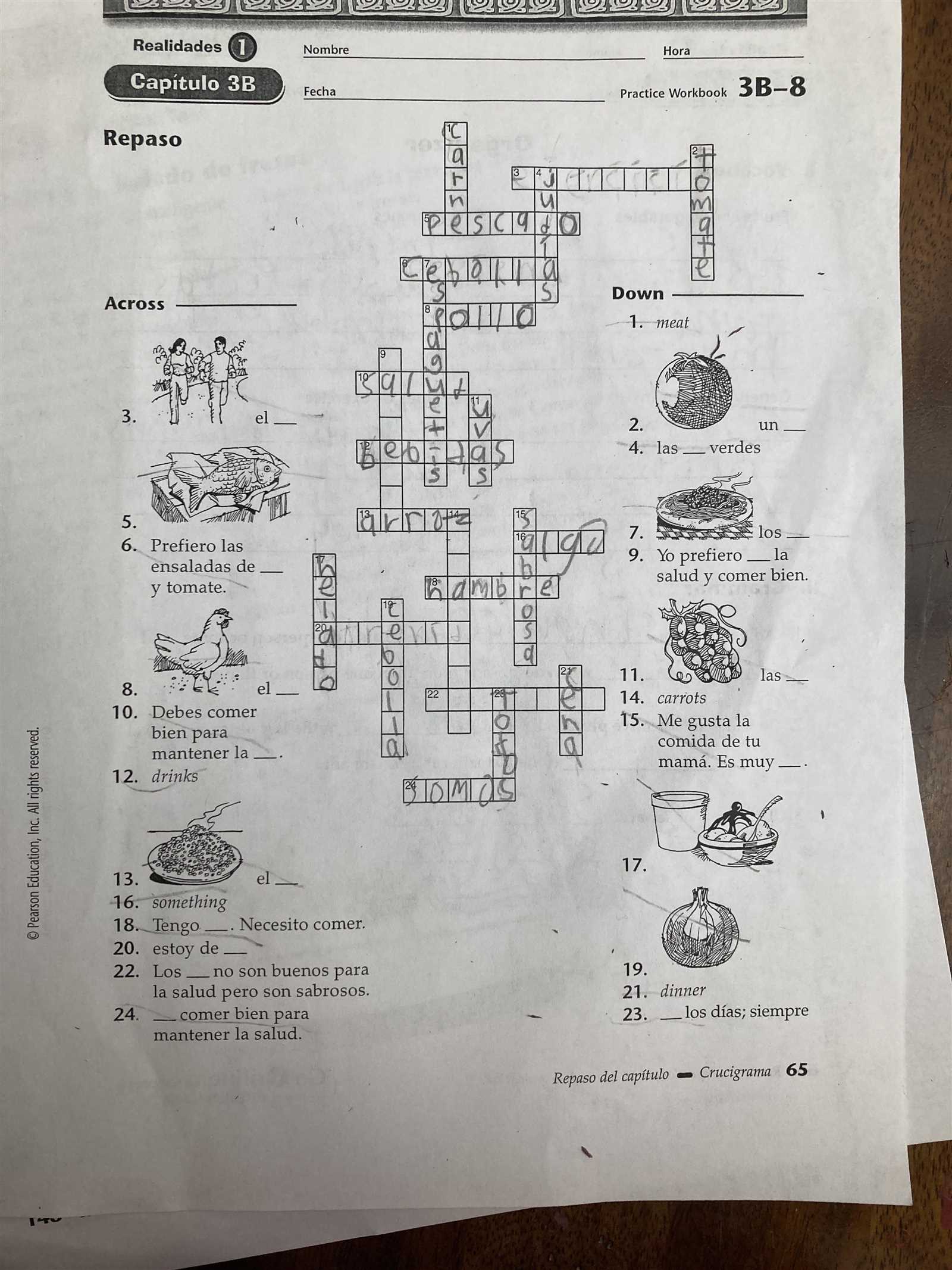 realidades 2 capitulo 3a 8 crossword answers page 58