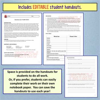 chemistry flame test lab answer key