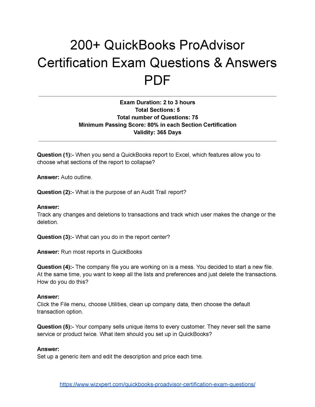 intuit bookkeeping exam answers