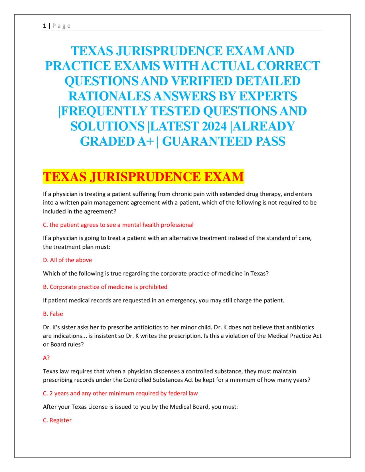 texas physical therapy jurisprudence exam