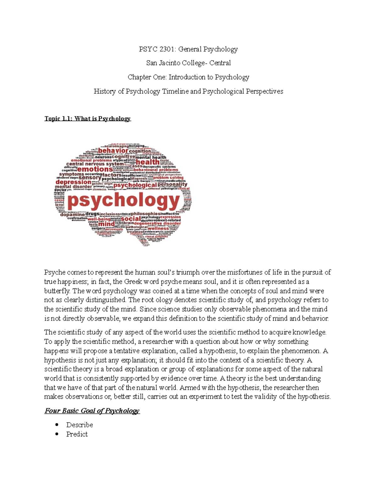 general psychology 2301 exam 1 answers