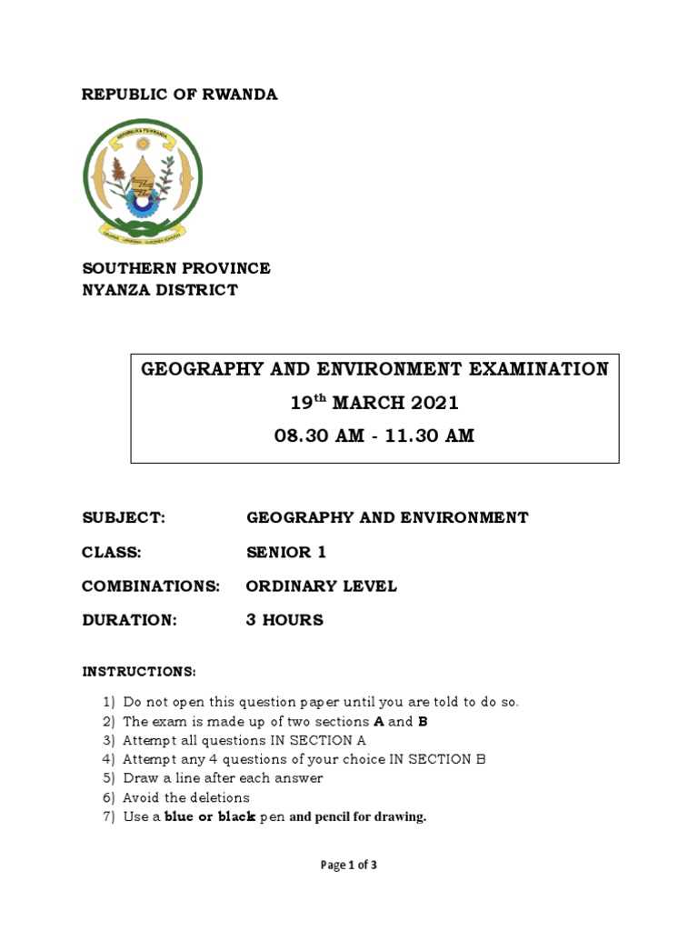 geography exam answers