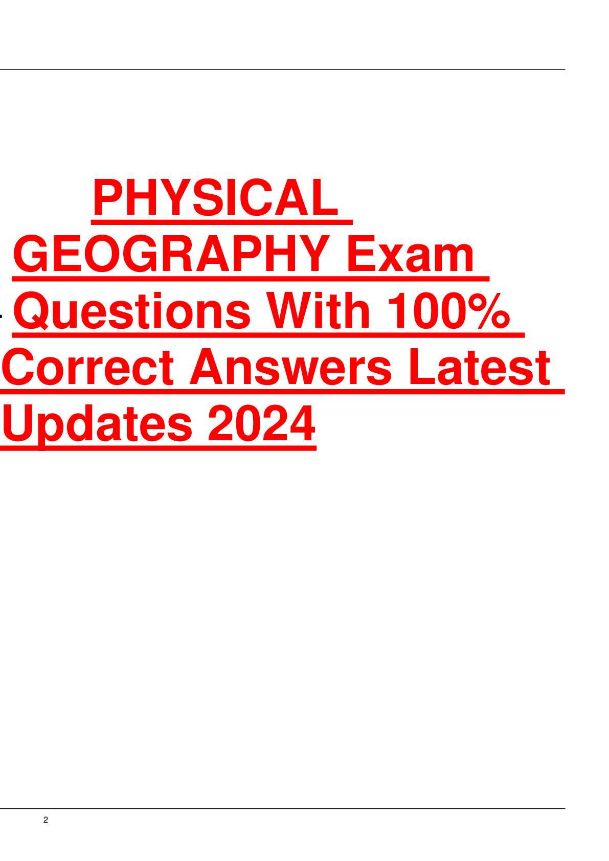 geography exam answers