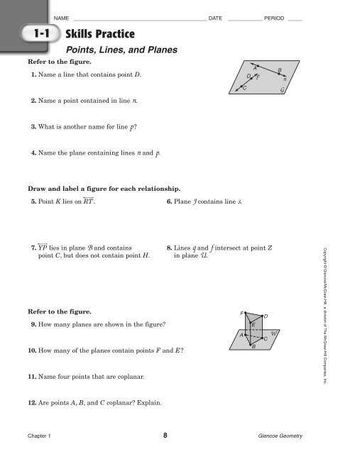 geometry chapter 1 worksheet answers