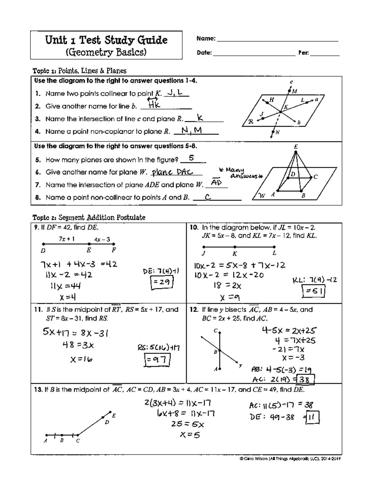 geometry quarter 3 exam review answers