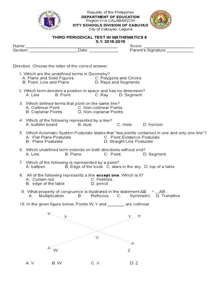 geometry quarter 3 exam review answers