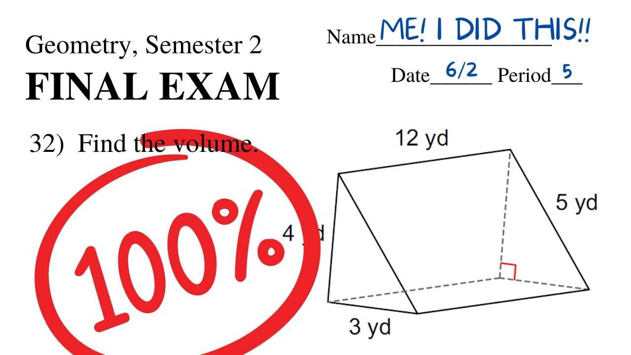 geometry semester 2 practice exam answers