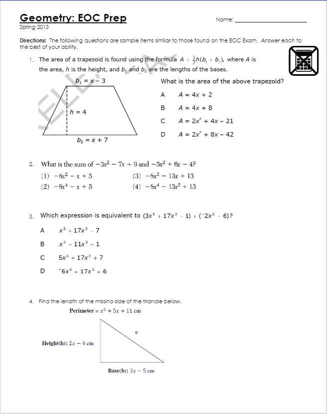 geometry spring final exam answers