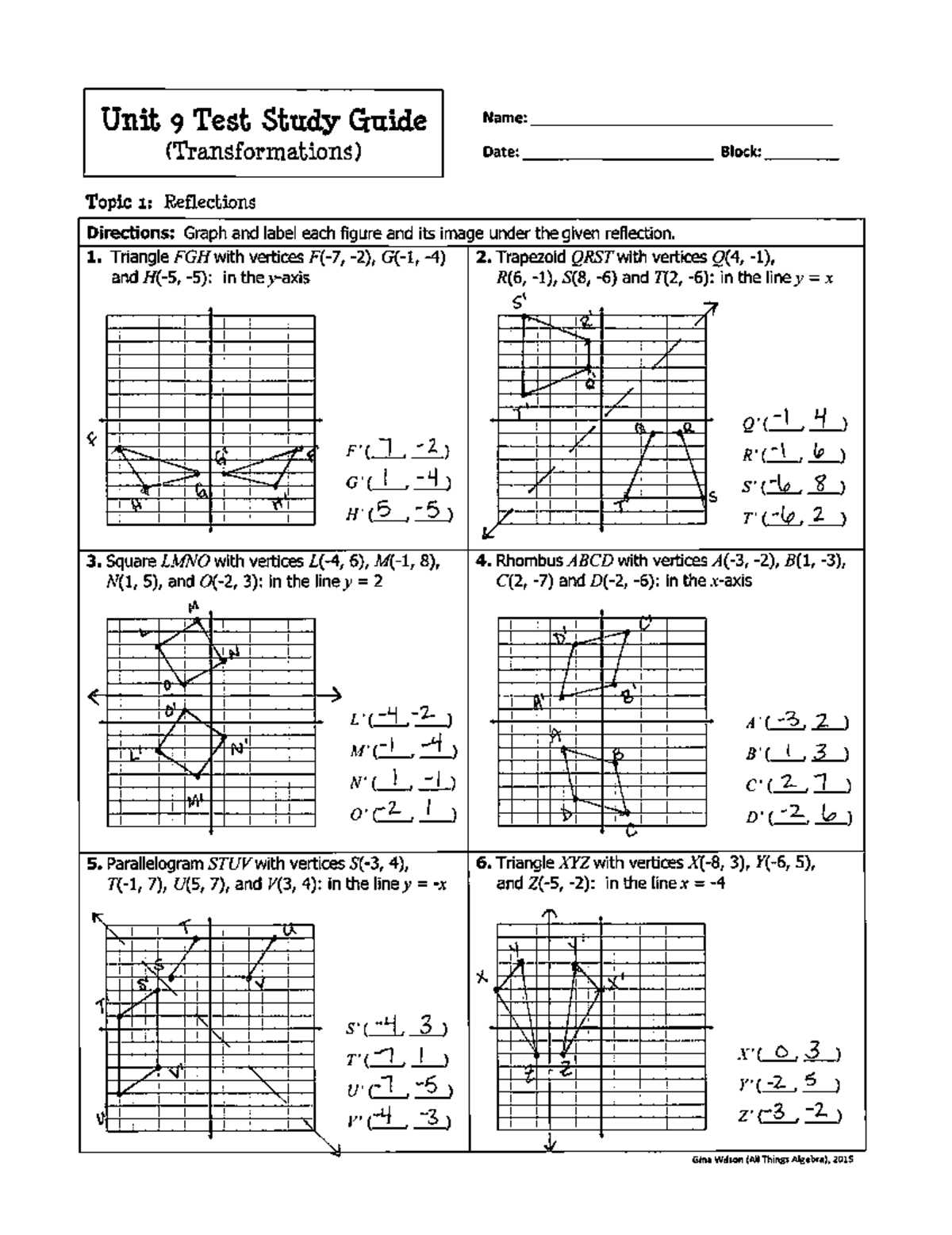 geometry unit 2 exam answers