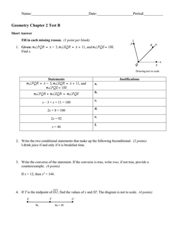 geometry unit 2 exam answers