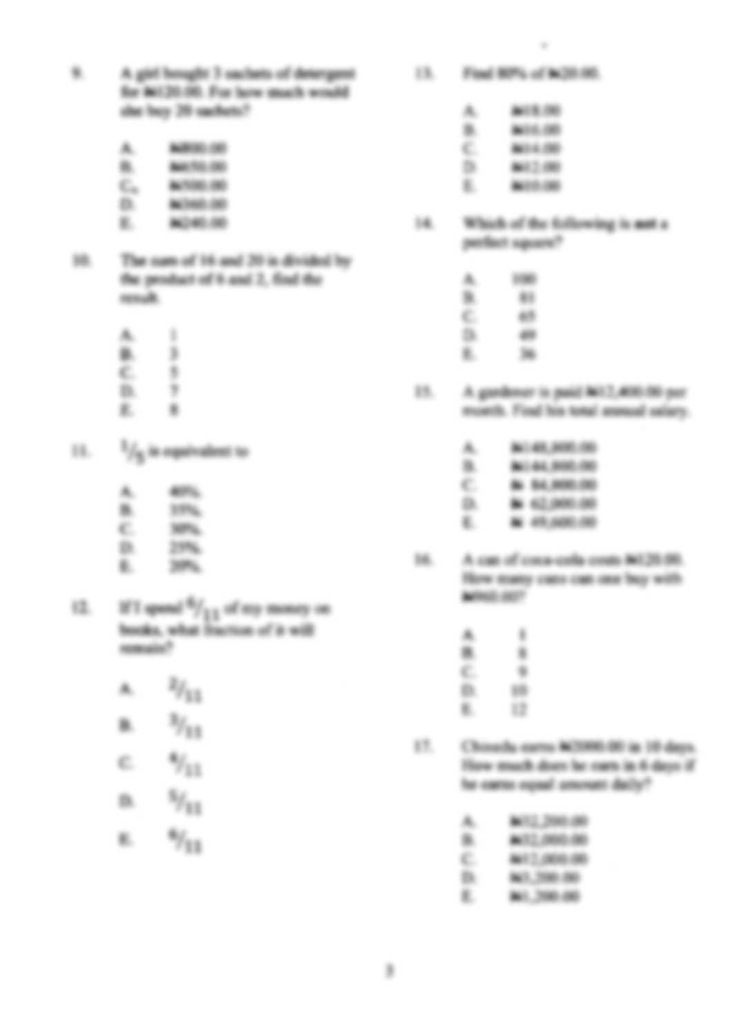 math entrance exam questions and answers