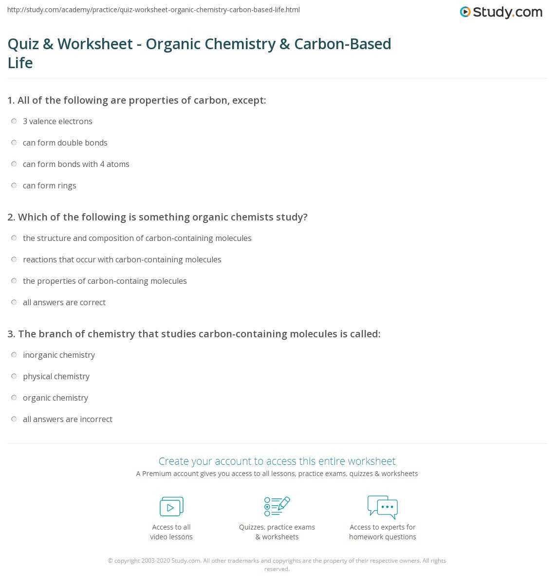 molecules of life worksheet answers