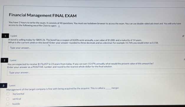 management final exam questions and answers