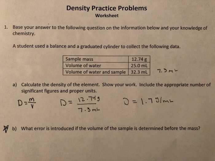 density exam questions and answers