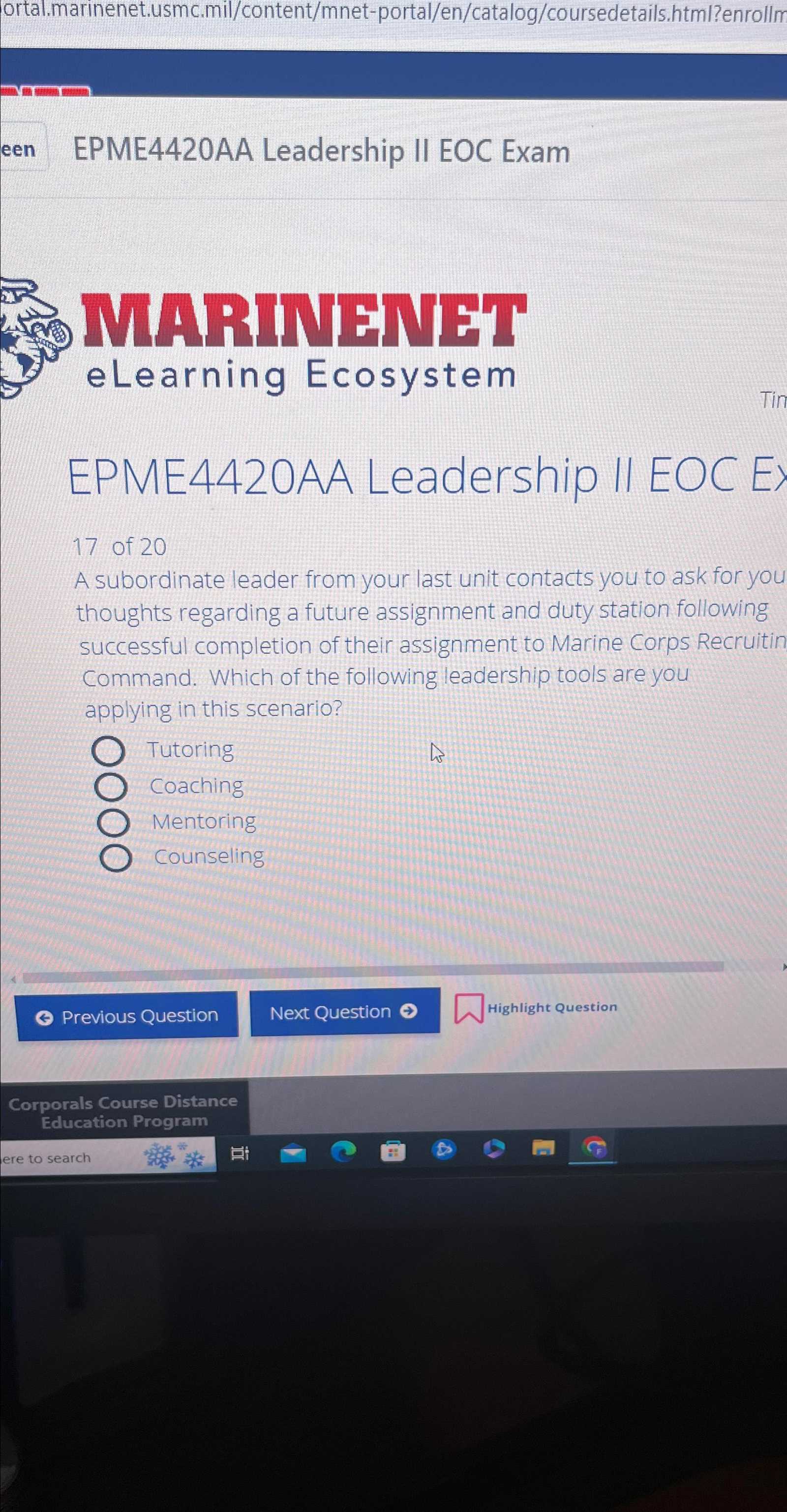 leadership tools eoc exam answers