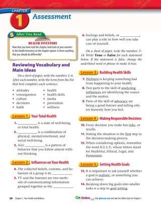 glencoe health chapter 24 assessment answers