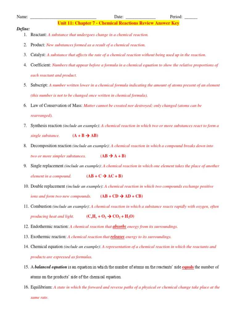 chapter 7 chemistry test answer key