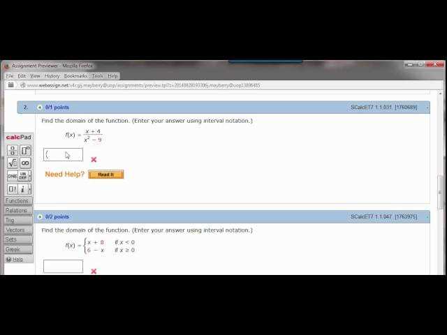 answers to webassign math problems