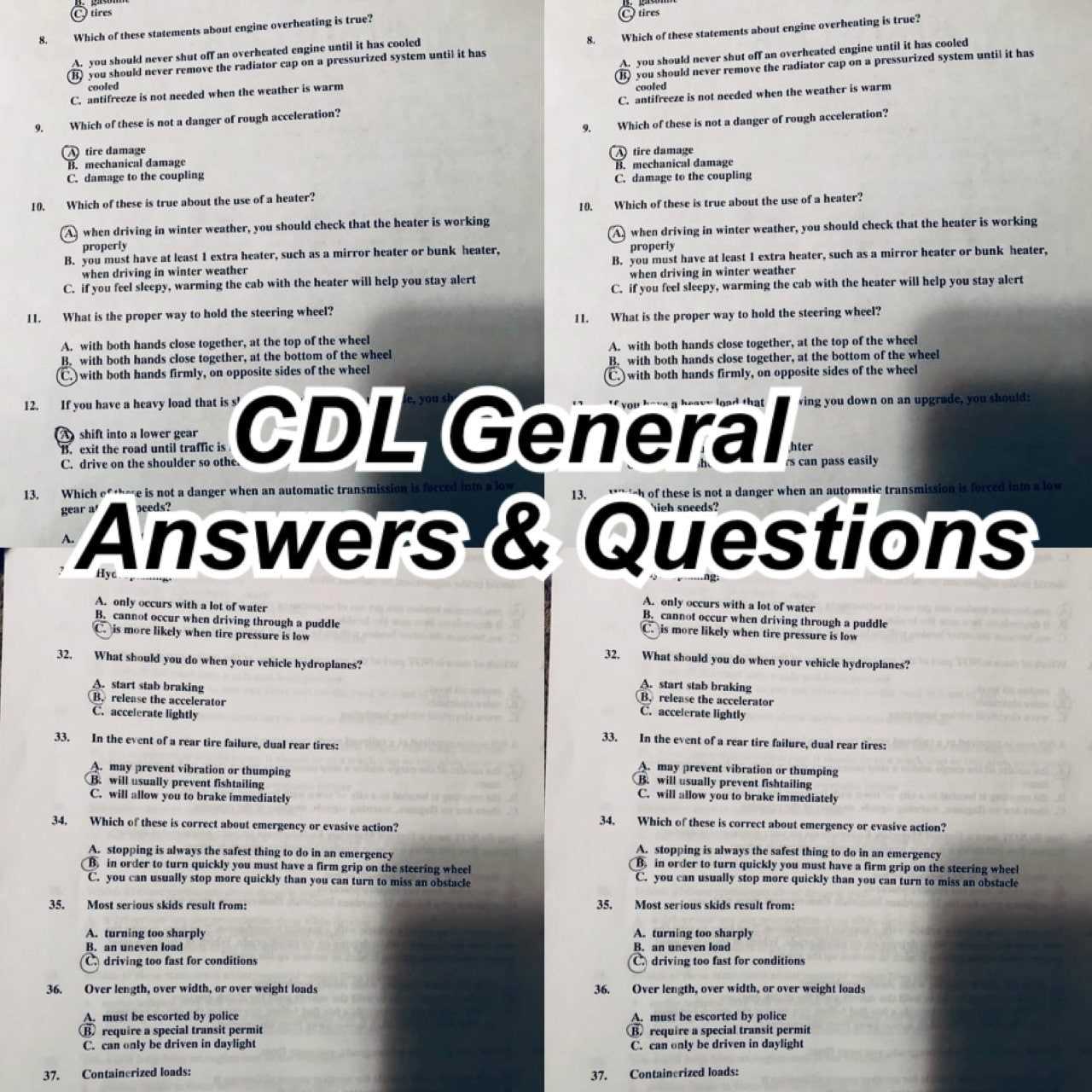 cdl general knowledge test questions and answers free