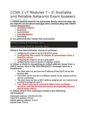 ccna exam answers chapter 9